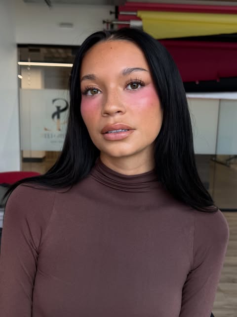 Soft blush-forward beauty look